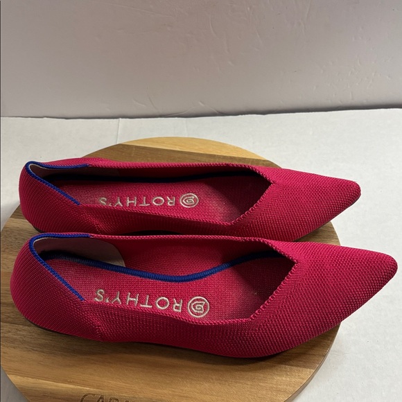 Rothy's Fuchsia Flats with Blue Trim. - Picture 2 of 8